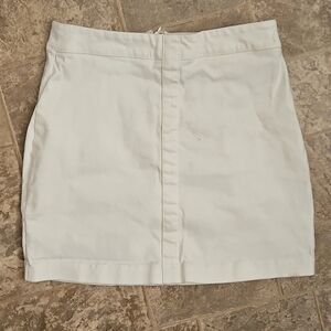 Forever 21 White Denim Mini Skirt High Waisted Size Small Zipper Y2k Stretch